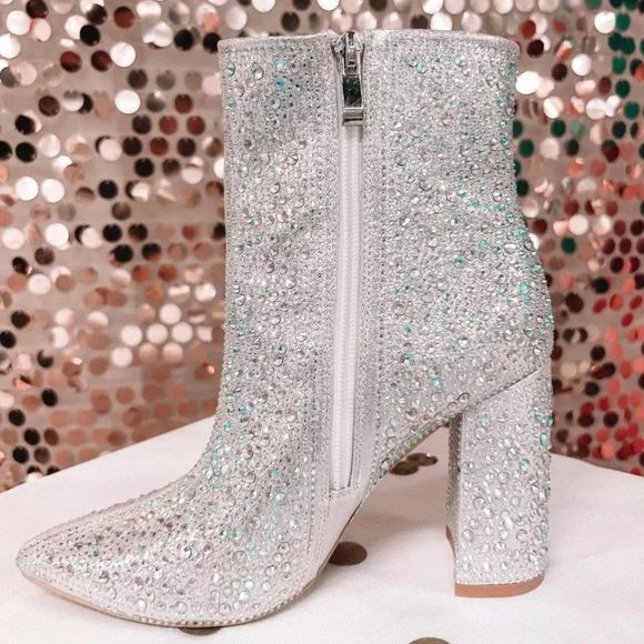 Rhinestone Booties-Silver - Picture 8 of 11